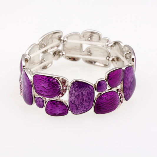 Geometric Enamel Stretch Bracelet For Women