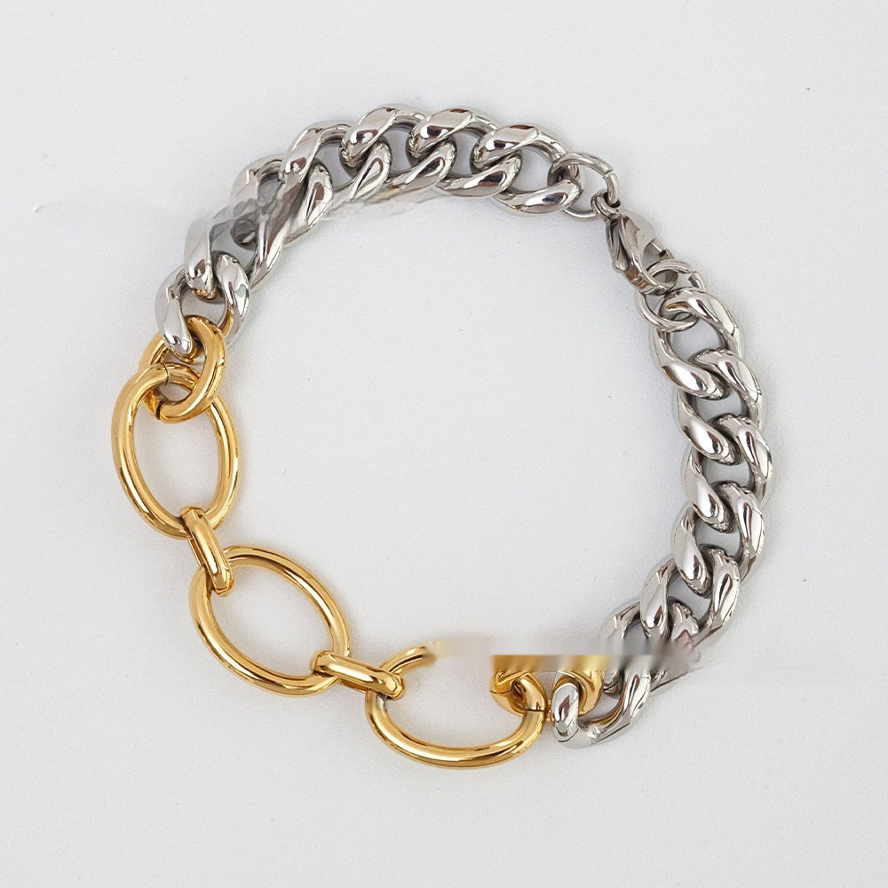 Two-tone Spliced Bracelet For Women