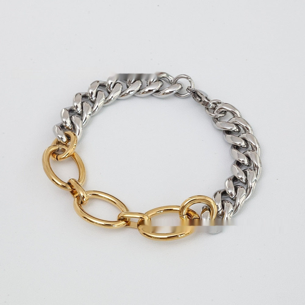 Two-tone Spliced Bracelet For Women
