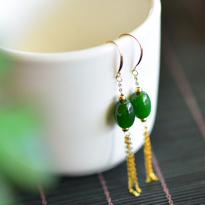 Oval Earrings Spinach Green Earrings For Women
