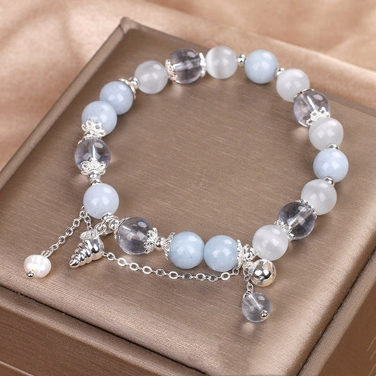 Sweet Aquamarine Beaded Bracelet For Women