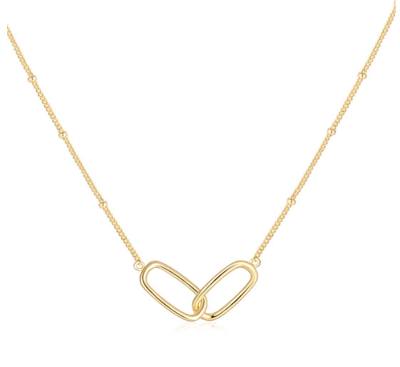 Sterling Silver Double Circle Interlocking Small Beads Necklaces Pendants For Women Party Gift Choker Chains