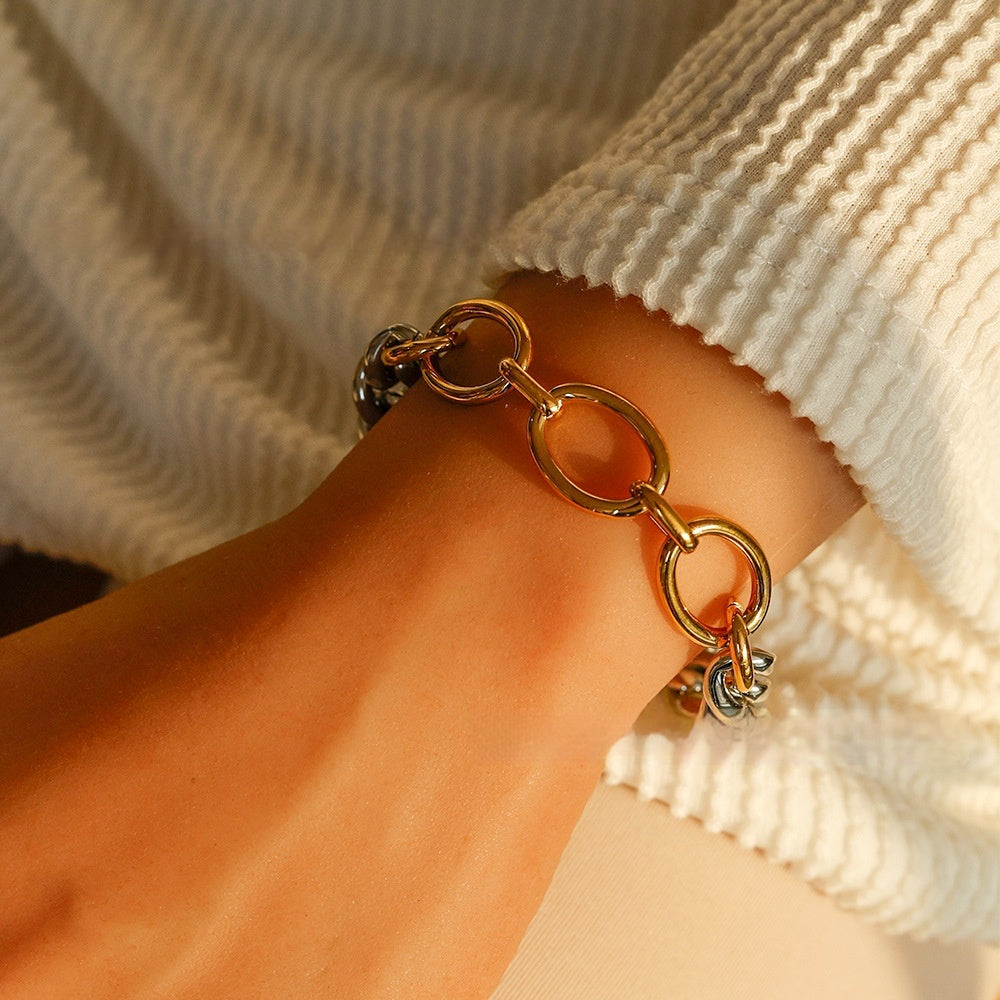 Two-tone Spliced Bracelet For Women